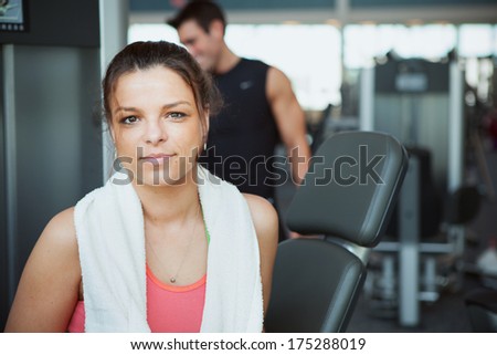 Gym: Serious Woman During Gym Workout
