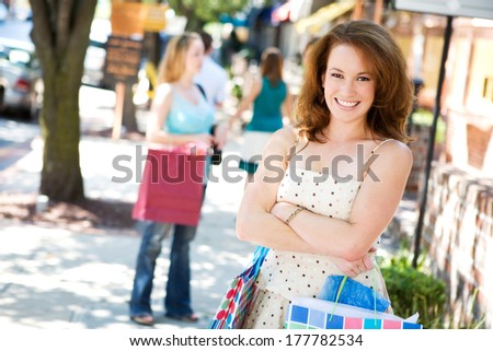 Boutique: Smiling Female Shopper With Copyspace