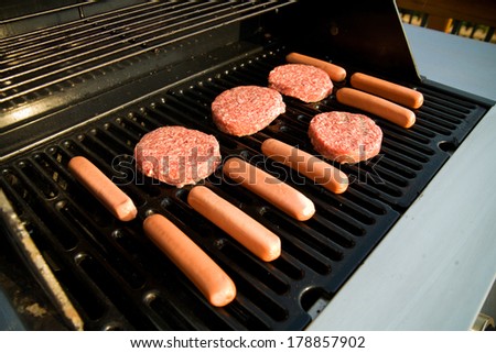 Family: Raw Burgers and Hot Dogs On The Grill