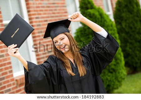 Graduate: Pretty Woman Cheering For College Graduation