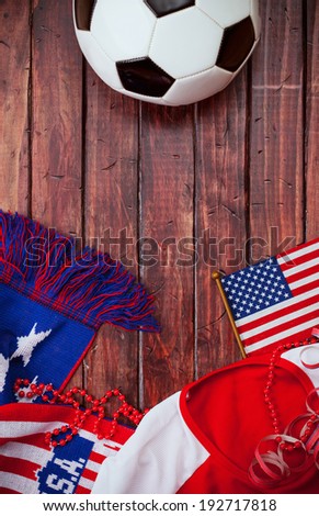 Soccer: Patriotic American Flag Background with Ball