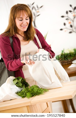 Woman With a Reusable Grocery Bag