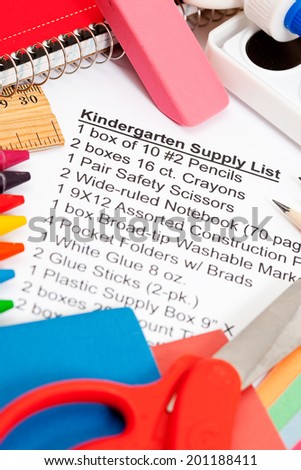 School: List Of Items Required For Kindergarten School Year