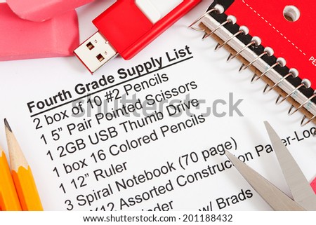 School: List Of Required Supplies For Fourth Grade In Elementary School