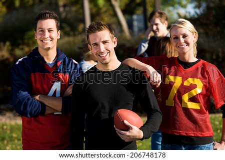 Autumn: Football Friends Ready For Game