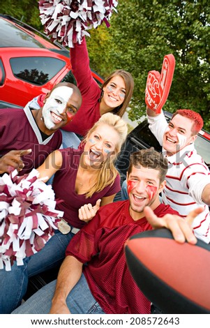 Tailgating: Excited College Football Fans Cheering