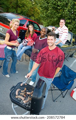 Tailgating: Group Of Friends Together At Tailgate Party