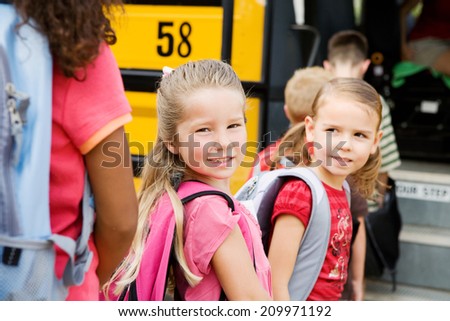 Education: Smiling Student Friends Ready For School