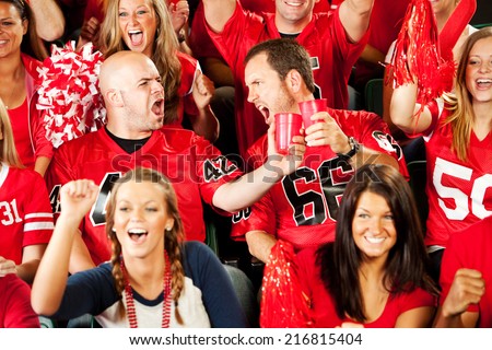 Fans: Two Guy Friends Toast Great Play In Football Game