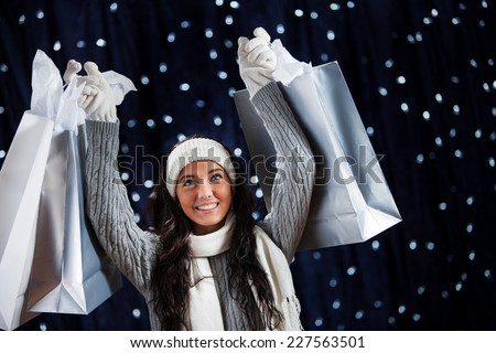 Winter: Happy Woman After Doing Holiday Shopping