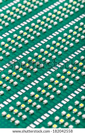 SMD LED on Green PCB (Printed Circuit Board), LED lighting, Illumination Elements for Electronic Devices and Industrial Applications