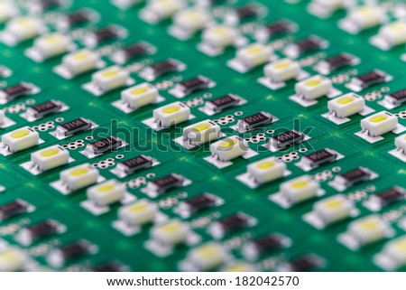 SMD LED on Green PCB, LED lighting, Illumination Elements for Electronic Devices and Industrial Applications