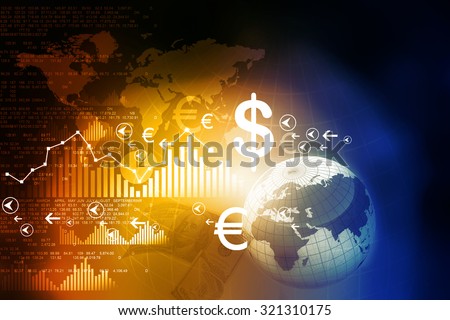 Financial charts and graphs with digital world