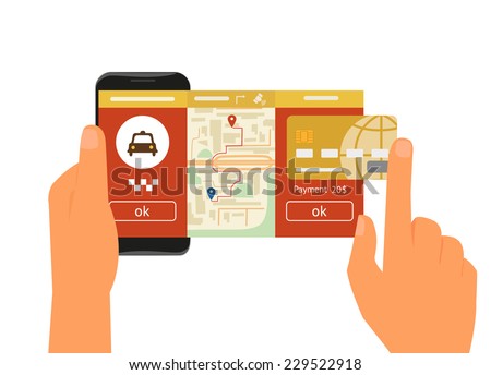 Vector illustration of mobile app for booking taxi Vector illustration of mobile app for booking taxi
