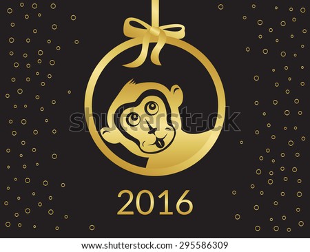 Funny gold monkey symbol for 2016 chinese year Isolated on black Funny gold monkey symbol for 2016 chinese year Isolated on black