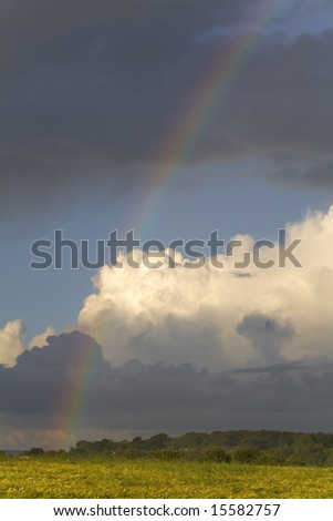Rainbow against storm clouds scene