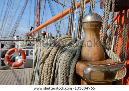 Ropes on a sailing ship