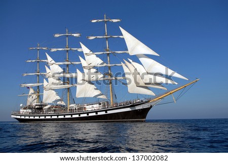 A beautiful sailing ship in the ocean