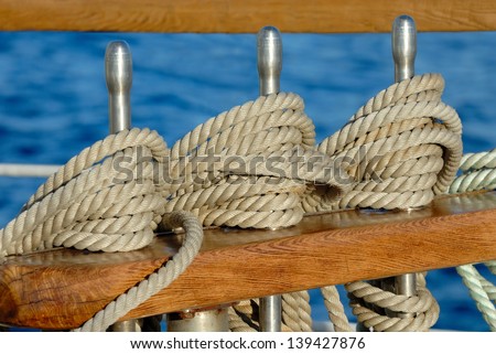 Sailboat  rope Yacht detail. Yachting.