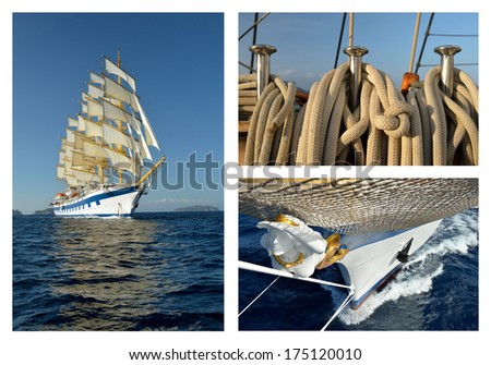 Beauty of sailing ships. Series of ships and yachts