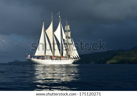 Sailing ship before the storm