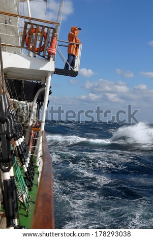 Sailing ship and storm