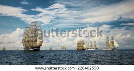 Sailing ships. Seascape. series of ships and yachts