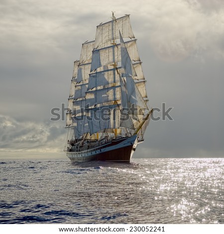 Sailing after a storm. Series of ships and yachts