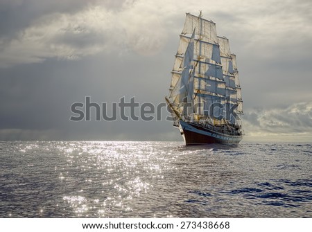 Sailing ship before the storm. Collection best yachts and ships