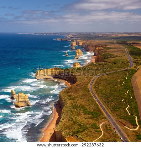 Australia. Twelve Apostles. Great Ocean Road. View from helicopter