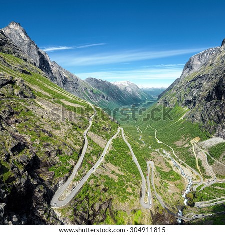 Beautiful Trollstigen road.  Norway. Scandinavia. Travel