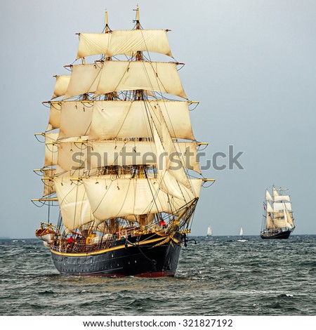 Sailing ships in the regatta. Sail .Yachting.Tall ships