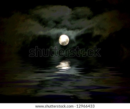 Full Moon over Ocean Reflection