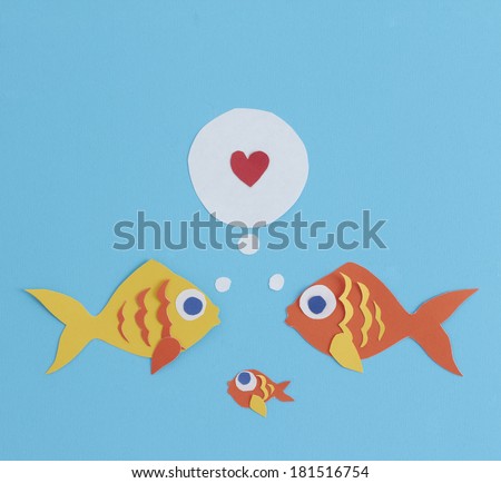Paper fish cut-out family