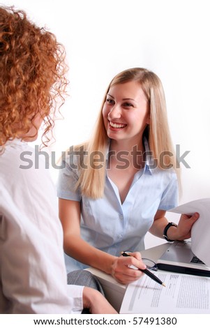 Businesswoman consulting a partner