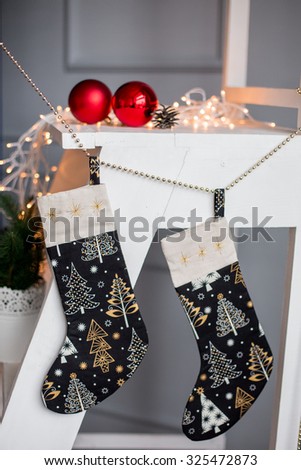 Christmas decoration with Santa socks