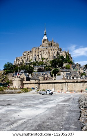 Mont St Michel beautiful world heritage in Normandy, France by the day - Famous historic and religious building on isle