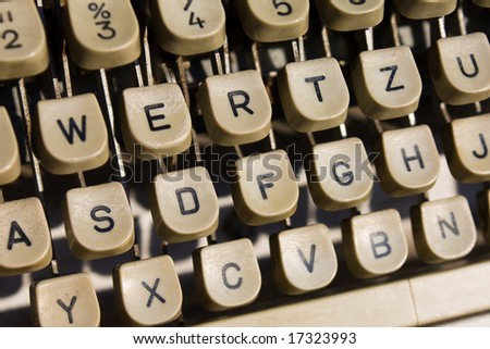 Aged type writing machine keys