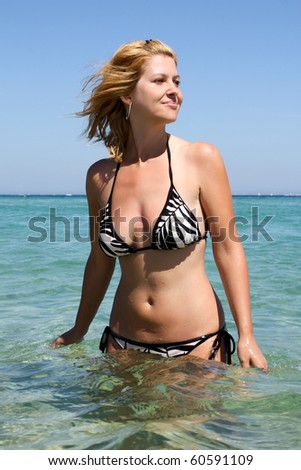 Self confident and beautiful girl - relaxing on French riviera