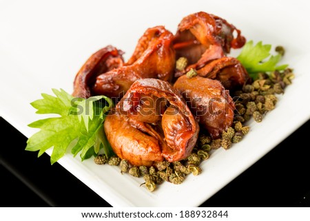 Braised chicken gizzard, Chinese cuisine.