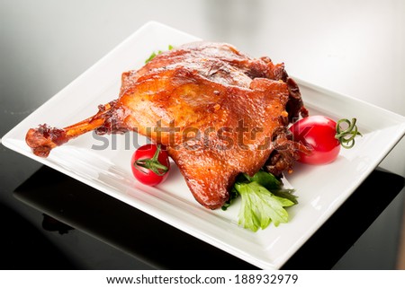 Braised duck legs, Chinese cuisine.