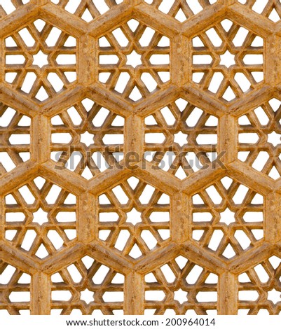 Seamless pattern. Ancient traditional ornament - brown sandstone grill. India