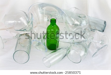Heap of glass-wares on a white background