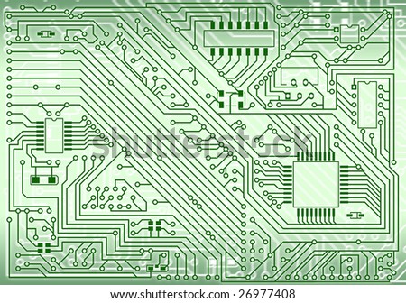 Hi-tech industrial electronic light green background