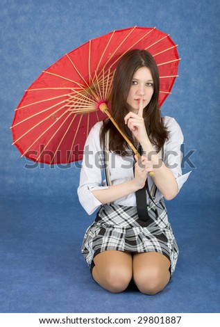 The beautiful girl with the Chinese umbrella