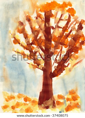 tree drawing with roots. Images tree with shades dwg