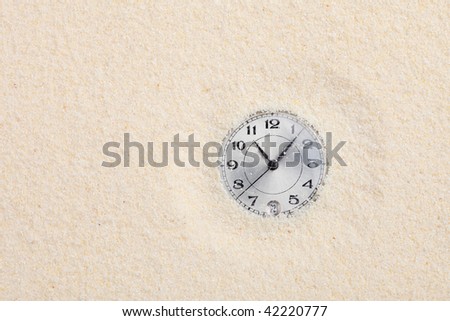 The ancient scratched watch shipped in sand