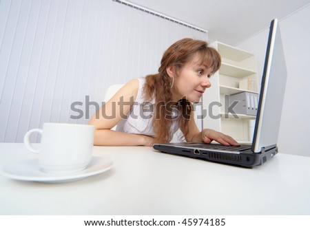 Young woman keen on watching pornographic sites on the Internet
