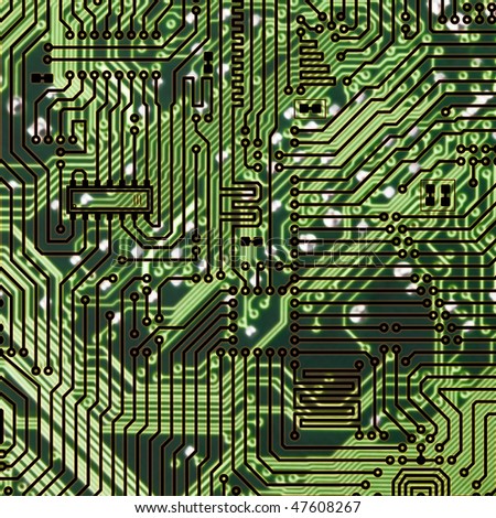 Circuit board dark green square hi-tech texture