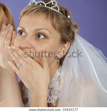 The bride emotionally listens to the latest news
